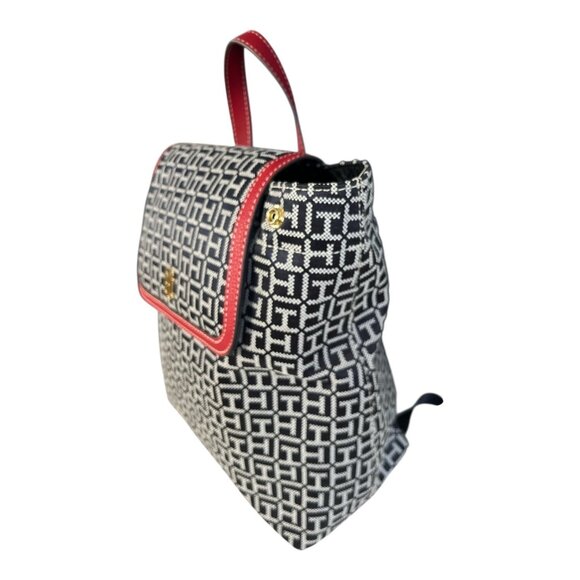 Tommy Hilfiger Women’s Navy Backpack – Logo Print with Red Trim – Gold Hardware - Picture 5 of 9